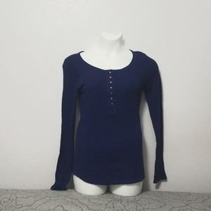 🎉2x Host Pick🎉Lucky Brand Blue and Black Long Sleeved Snap button Top
